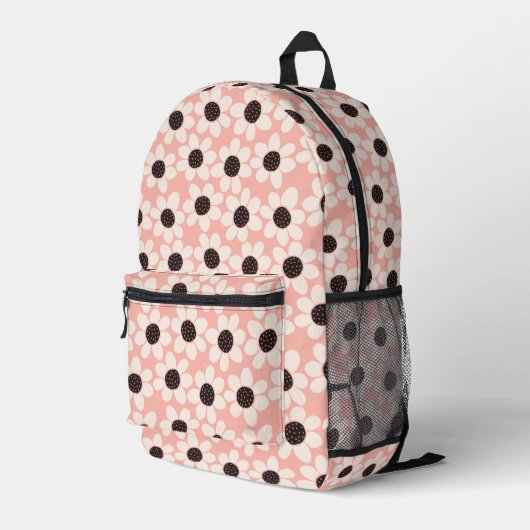 Niedliches Pink Daisy Blume Muster Bedruckter Rucksack (Rückseitige Ecke Rechts)