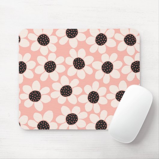 Niedliches Pink Daisy Blume Muster Mousepad (Mit Mouse)