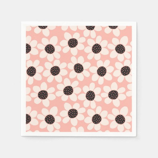 Niedliches Pink Daisy Blume Muster Serviette (Vorderseite)