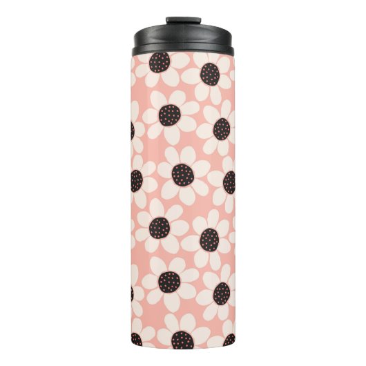 Niedliches Pink Daisy Blume Muster Thermosbecher (Vorderseite)