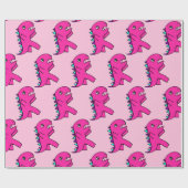 Niedliches Pink-Dinosaurier-Wrapping-Papier Geschenkpapier (Flach)