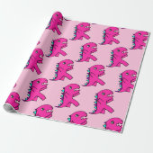Niedliches Pink-Dinosaurier-Wrapping-Papier Geschenkpapier (Ungerollt)