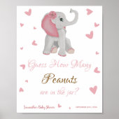 Niedliches Pink Elephant Girl Baby Duschzeichen Poster (Vorne)