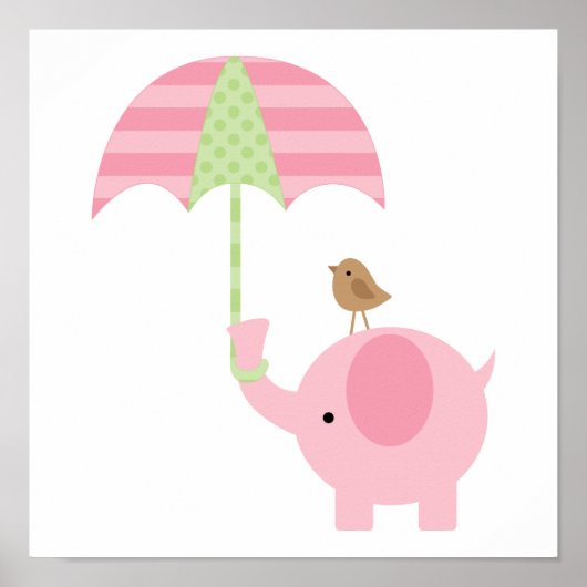 Niedliches Pink Elephant Girl Kinderzimmer Poster (Vorne)