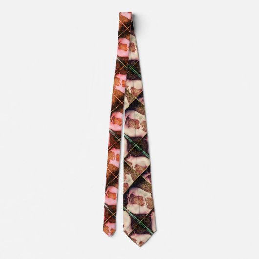 Niedliches Pink-Ferkel-Muster Krawatte (Rückseite)