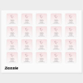 Niedliches Pink Flamingo Illustration Business Quadratischer Aufkleber (Blatt)