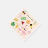 Niedliches Pink Flamingo Paar mit tropischem Somme Serviette (Ecke)