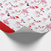 Niedliches Pink Flamingos Weihnachtsmannmütze Wrap Geschenkpapier (Ecke)