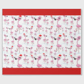 Niedliches Pink Flamingos Weihnachtsmannmütze Wrap Geschenkpapier (Flach)