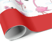 Niedliches Pink Flamingos Weihnachtsmannmütze Wrap Geschenkpapier (Rolleneckpunkt)