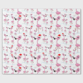Niedliches Pink Flamingos Weihnachtsmannmütze Wrap Geschenkpapier (Flach)