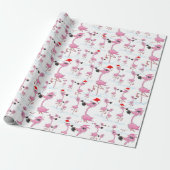 Niedliches Pink Flamingos Weihnachtsmannmütze Wrap Geschenkpapier (Ungerollt)