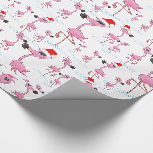 Niedliches Pink Flamingos Weihnachtsmannmütze Wrap Geschenkpapier (Ecke)