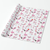 Niedliches Pink Flamingos Weihnachtsmannmütze Wrap Geschenkpapier (Ungerollt)
