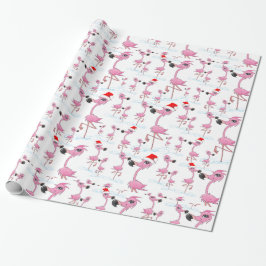 Niedliches Pink Flamingos Weihnachtsmannmütze Wrap Geschenkpapier