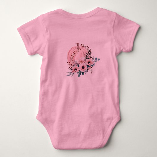 Niedliches Pink Floral Pumpkin Herbstmädchen Baby Strampler (Rückseite)