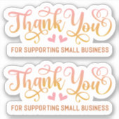 Niedliches Pink für kleine Unternehmen Vielen Dank Aufkleber (Vorderseite)
