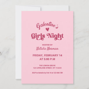 Niedliches Pink Galentine's Girls Night Party Einladung