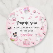 Niedliches Pink Ghost Halloween 1. Geburtstag Geschenkanhänger (Rückseite)