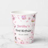 Niedliches Pink Ghost Halloween 1. Geburtstag Pappbecher (Vorderseite)