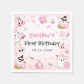 Niedliches Pink Ghost Halloween 1. Geburtstag Serviette (Vorderseite)