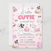 Niedliches Pink Ghost Halloween Baby Dusche Party Einladung (Vorderseite)