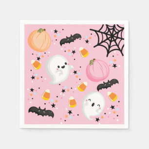 Niedliches Pink Ghost Halloween Geburtstagsparty G Serviette