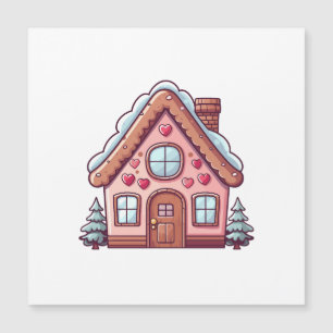 Niedliches Pink Gingerbrot House Magnetkarte
