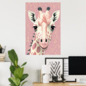 Niedliches Pink Giraffe Poster (Heimbüro)