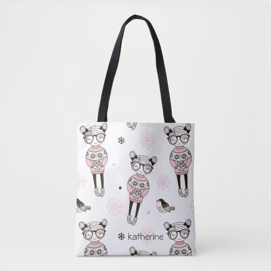 Niedliches Pink Girl Muster Personalisiert Tasche (Vorderseite)
