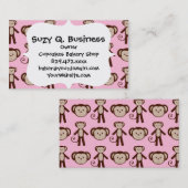 Niedliches Pink Girly Monkey Girl Collage Muster Visitenkarte (Vorne/Hinten)