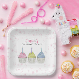 Niedliches Pink Giro Cupcakes Pappteller