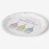 Niedliches Pink Giro Cupcakes Pappteller (Schrägansicht)