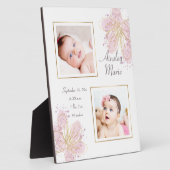 Niedliches Pink Gold Floral Watercolor Kindermädch Fotoplatte (Seite)