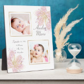 Niedliches Pink Gold Floral Watercolor Kindermädch Fotoplatte (Seite)