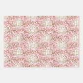 Niedliches Pink/Gold Weihnachtsmuster Geschenkpapier Set (Vorderseite)