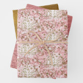 Niedliches Pink/Gold Weihnachtsmuster Geschenkpapier Set (Beispiel)