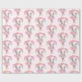 Niedliches Pink & Grau Elephant Ballerina Muster Geschenkpapier (Flach)