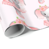 Niedliches Pink & Grau Elephant Ballerina Muster Geschenkpapier (Rolleneckpunkt)