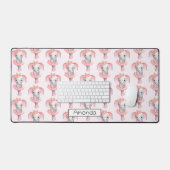 Niedliches Pink & Grau Elephant Ballerina Muster Schreibtischunterlage (Tastatur & Maus)