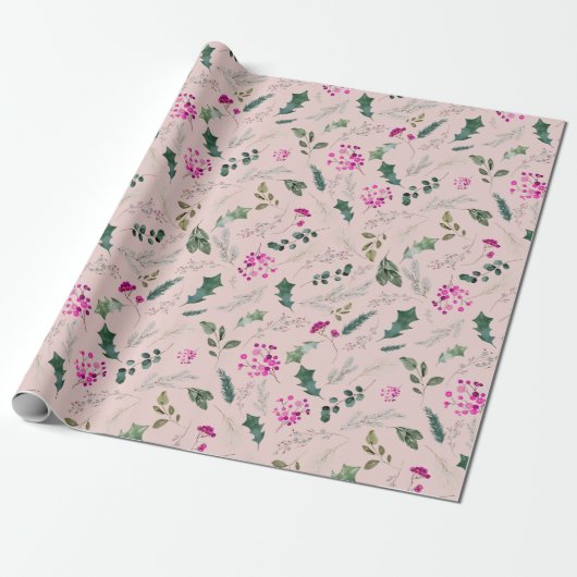 Niedliches Pink Greenerity Pattern Geschenk Geschenkpapier (Ungerollt)