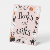 Niedliches Pink Halloween Kinderduschbücher und Ge Sockelschild (Vorderseite)