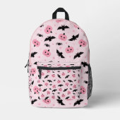 Niedliches Pink Halloween Pumpkins und Bat Pattern Bedruckter Rucksack (Vorderseite)