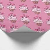 Niedliches Pink Heft Cupcakes Packpapier (Ecke)