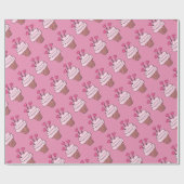 Niedliches Pink Heft Cupcakes Packpapier (Flach)