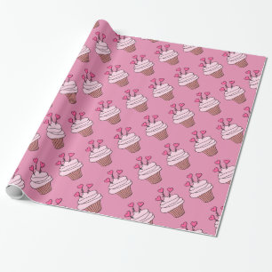 Niedliches Pink Heft Cupcakes Packpapier