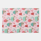 Niedliches Pink-Kakao-Muster Ac Geschirrtuch (Horizontal)