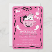 Niedliches Pink Kid Halloween Einladung mit Black  (Vorderseite)