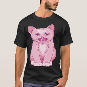Niedliches Pink Kitten Baby Tier mit Schnuller T-Shirt