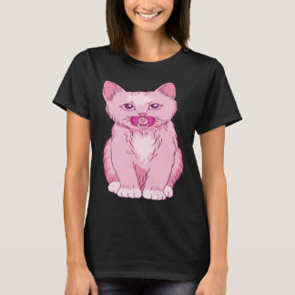 Niedliches Pink Kitten Baby Tier mit Schnuller T-Shirt